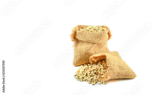 Job's tears coix lachryma jobi grain seeds in sack photo