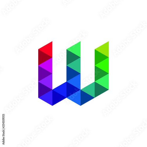 Letter w Polygon Style Geometric Alphabet Font Logo Vector Illustration 