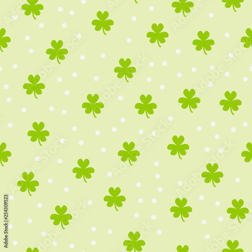 Shamrock pattern with dots. Seamless vector background