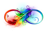 Infinity symbol with rainbow feather