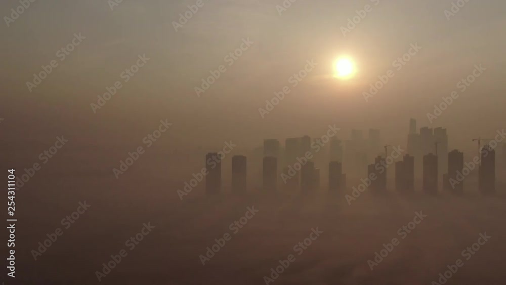 A new town in the haze where the sun rises. A new town in the haze where the sun rises.