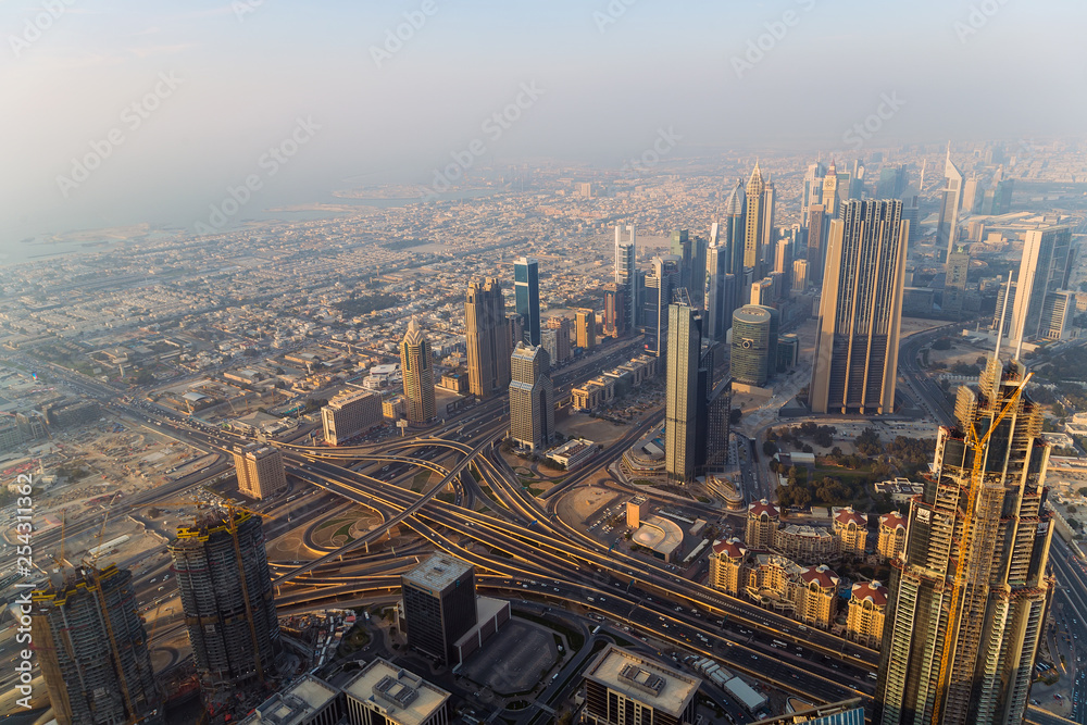 Aerial view Dubai city United Arab Emirates