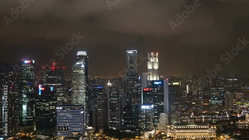 Wallpaper Mural Time Lapse tilt up from the Singapore River to the city night lights to the cloud-filled sky. Concept: time, speed, atmosphere, lights night time Torontodigital.ca