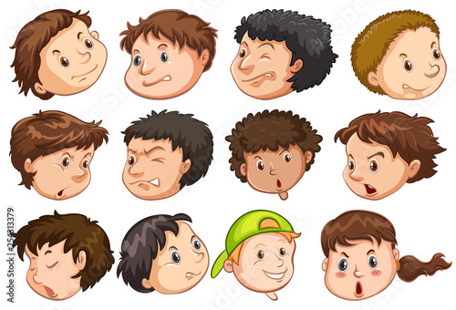 Set of people head with expression
