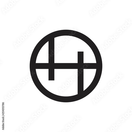 letter h simple line circle logo vector