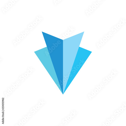 paper art 3d blue simple logo vector