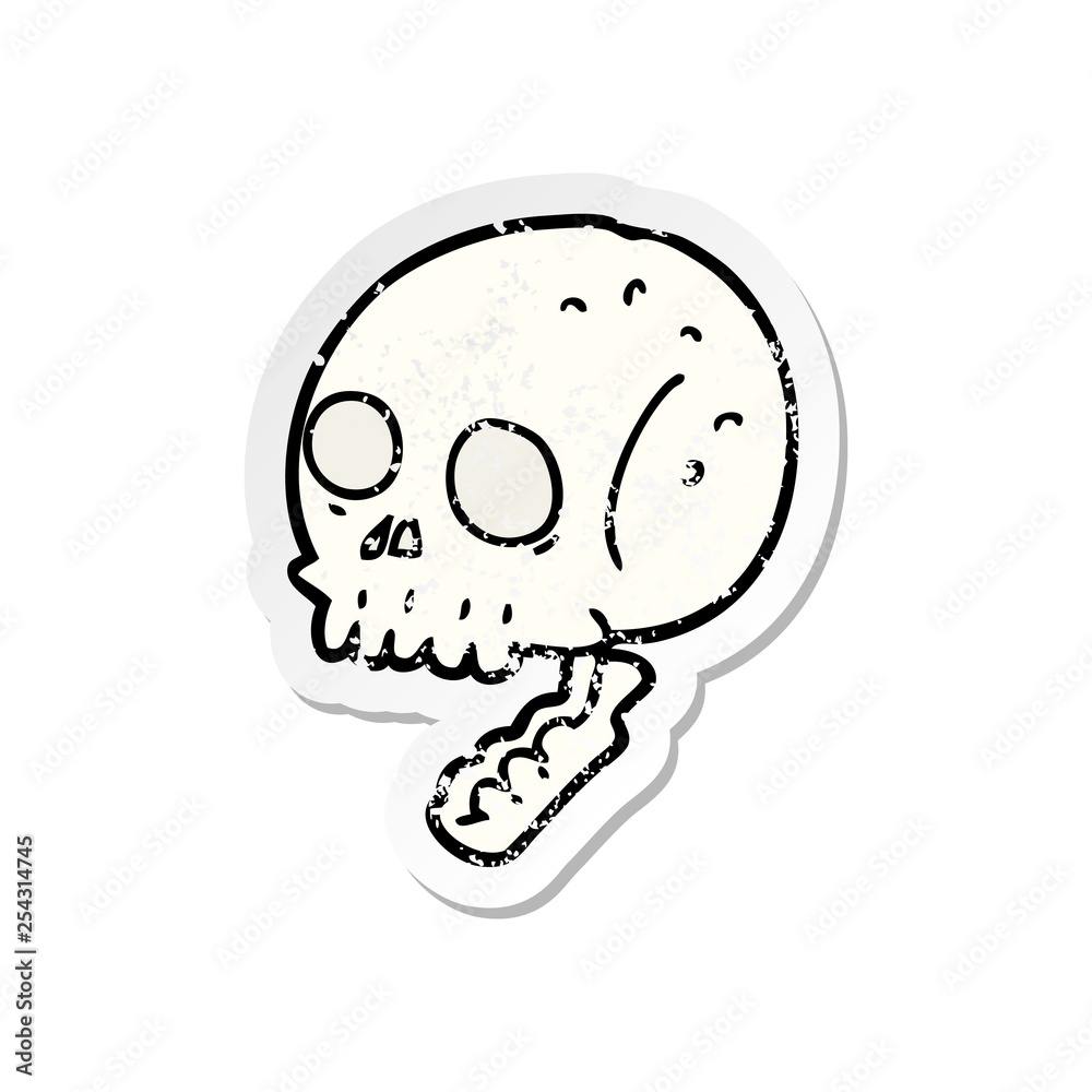 Obraz premium distressed sticker of a cartoon spooky skull