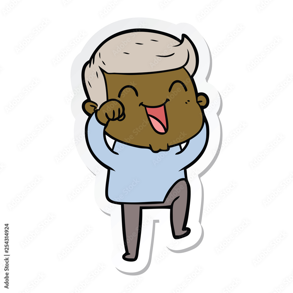 sticker of a cartoon man laughing sticker of a cartoon man laughing