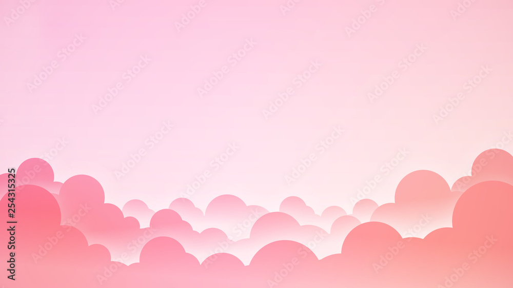 Abstract Pastel Kawaii funny white clouds pattern Soft gradient pastel background