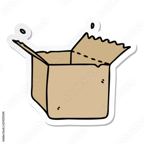 sticker of a quirky hand drawn cartoon open box