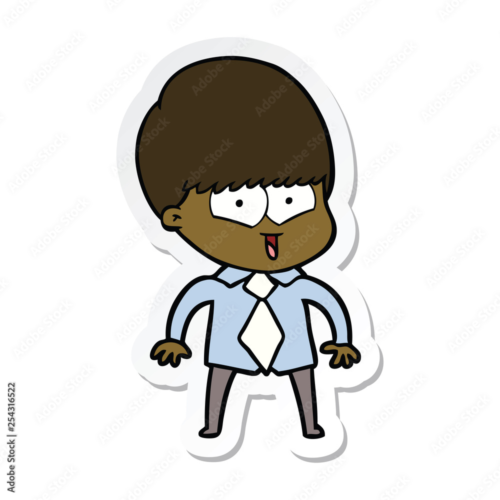 sticker of a cartoon happy boy sticker of a cartoon happy boy