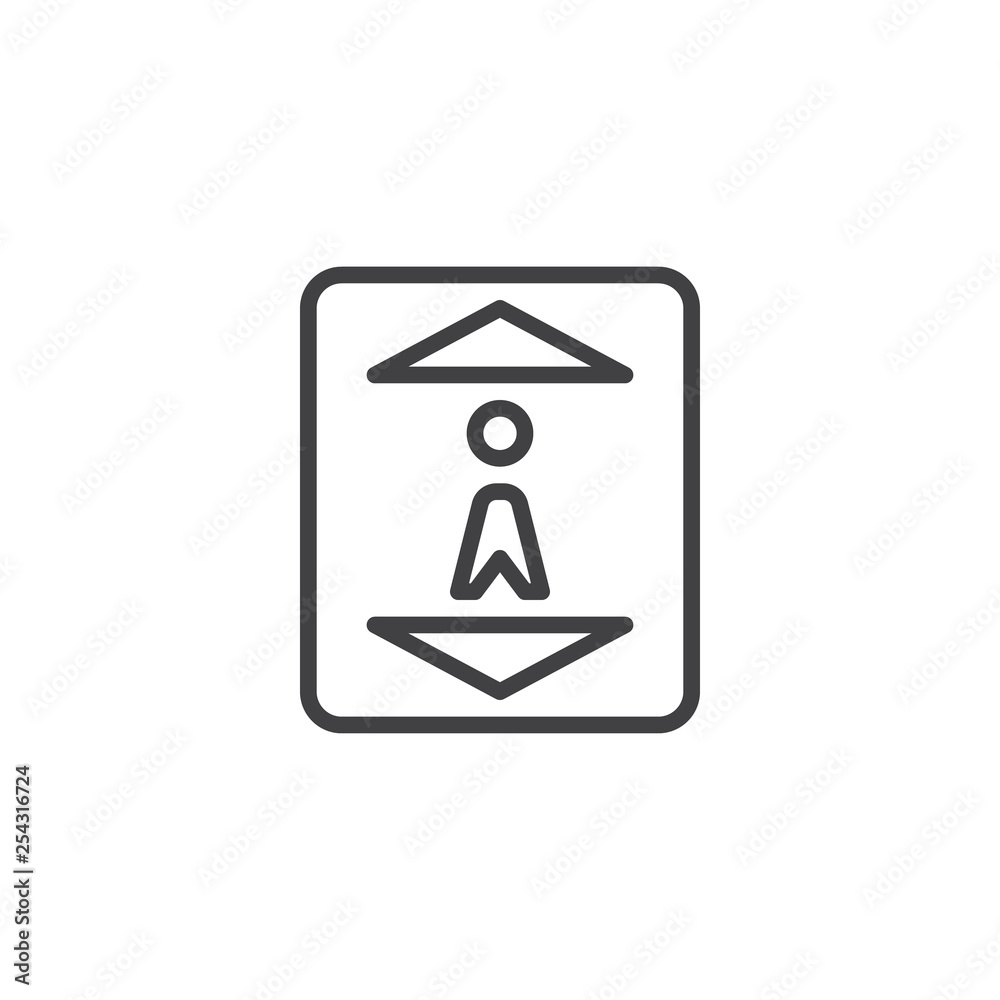 Elevator Button up and down line icon. linear style sign for mobile concept and web design. Press the elevator keypad outline vector icon. Symbol, logo illustration. Pixel perfect vector graphics