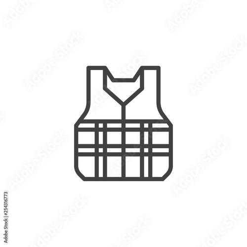 Safety vest line icon. linear style sign for mobile concept and web design. Jacket safety rescue outline vector icon. Symbol, logo illustration. Pixel perfect vector graphics
