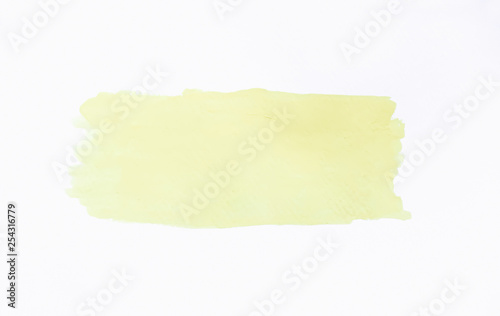 Watercolor yellow brush strokes background design isolated with copy space use for add text