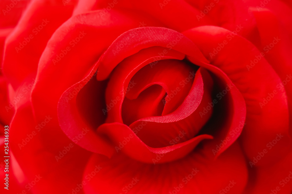Naklejka premium Close up rose flowers made from fabric is petals soft sweet tones of sweet style. Blur background for decoration close-up concept