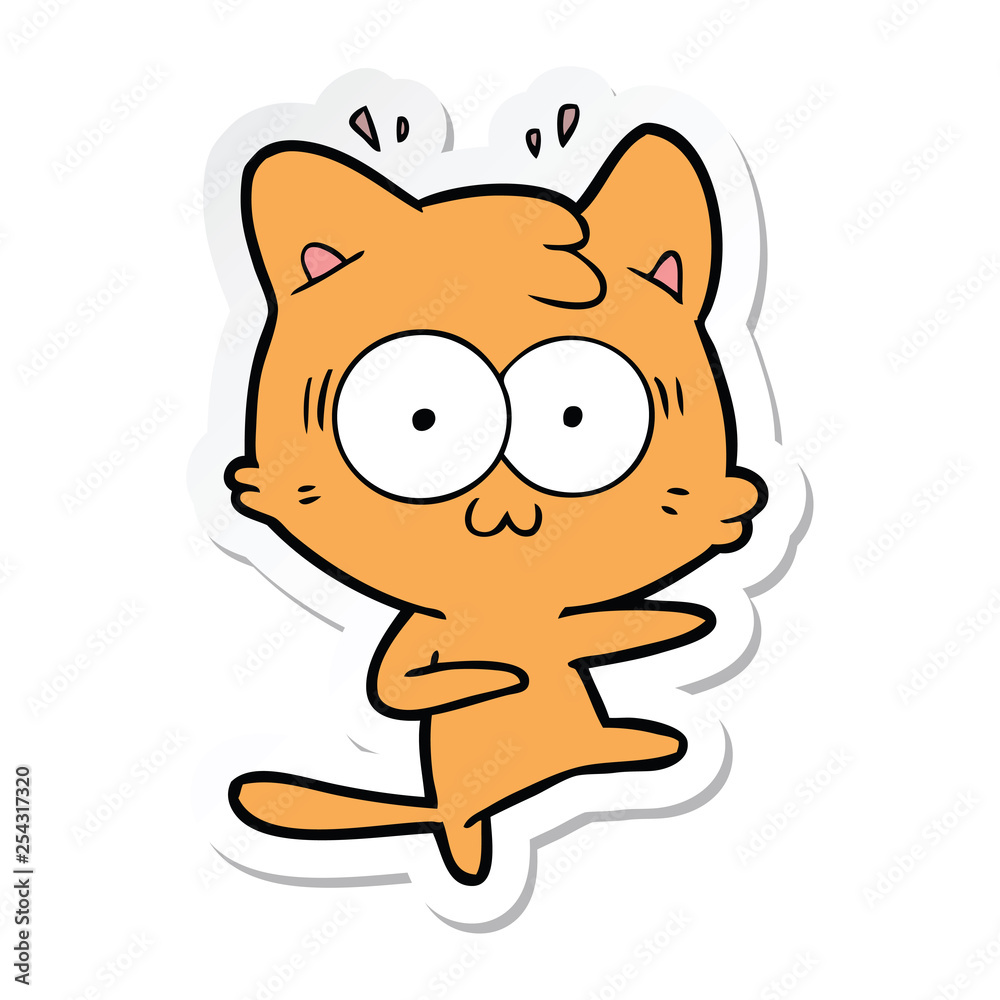 Fototapeta premium sticker of a cartoon surprised cat