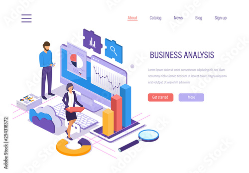 Business analysis. Data analytics of graphs and charts, marketing research.