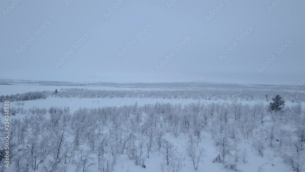 The open plains during winter in Norway, near the Swedish border. Aerial shot. The open plains during winter in Norway, near the Swedish border. Aerial shot.