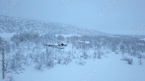 The open plains during winter in Norway, near the Swedish border. Aerial shot. photo