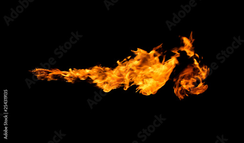 Fire flames on black background