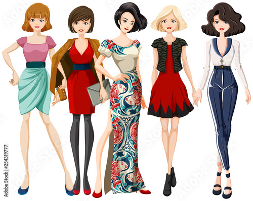 Set of fashion model character