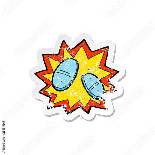 retro distressed sticker of a cartoon painkillers