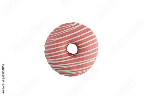 Appetizing donut in a pink glaze on a white background. Isolated.