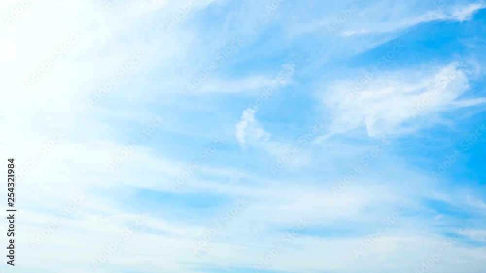 Time-lapse of a thin layer of clouds moves across a bright blue sky.Concept: time,speed,imagination,dream state​