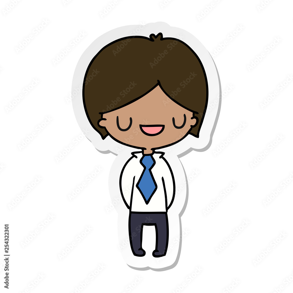 sticker cartoon of a kawaii cute boy sticker cartoon of a kawaii cute boy