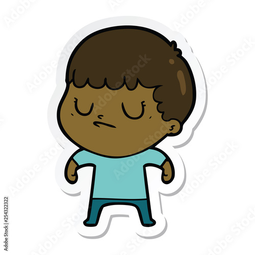 sticker of a cartoon grumpy boy