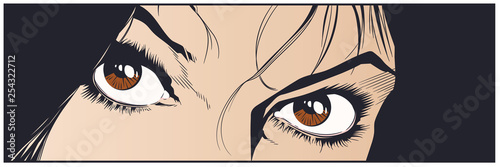 Beautiful eyes of girl. Stock illustration.