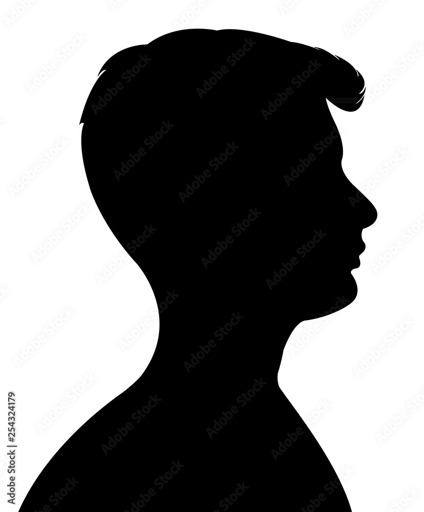 young man head silhouette vector