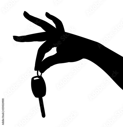 hand holding key silhouette vector