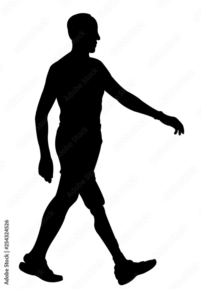 a handicapped man walking, silhouette vector a handicapped man walking, silhouette vector