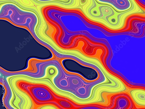 Vivid phosphorescent shapes in rainbow colors, abstract colorful background and design