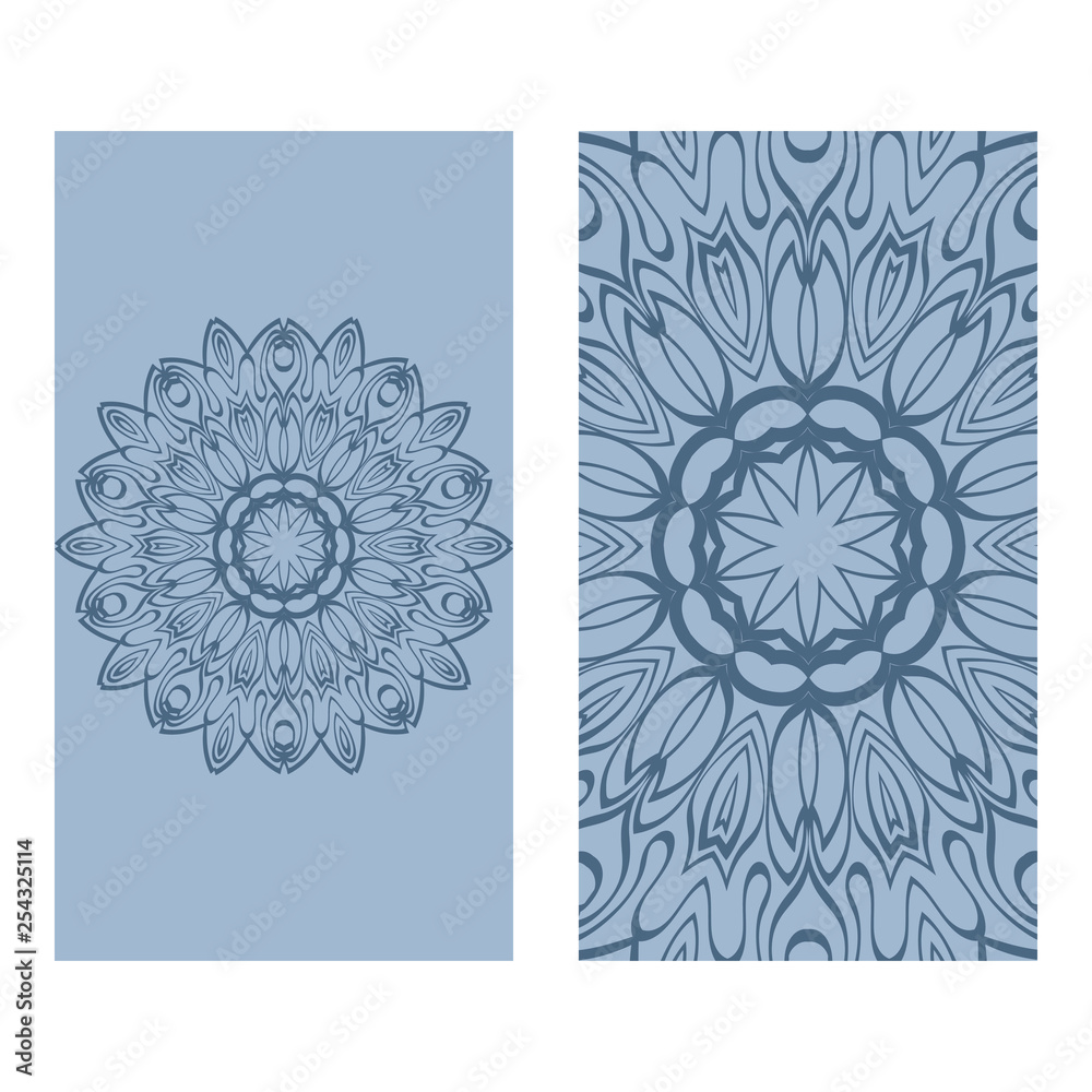 Ethnic Mandala Ornament. Templates With Mandalas. Vector Illustration For  Congratulation Or Invitation. The Front And Rear Side. Blue pastel color  Stock Vector | Adobe Stock