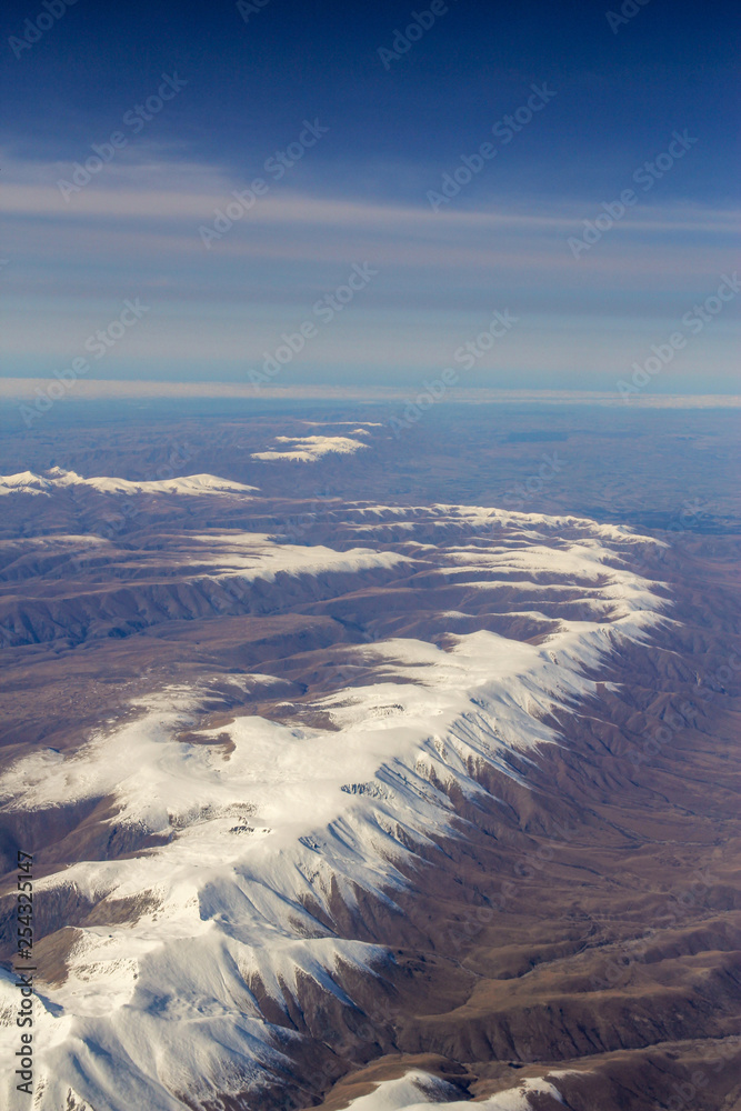 aerial view of mountains south island new zealand