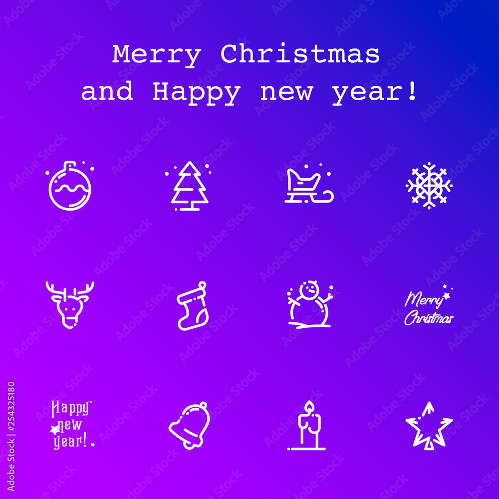 Illustration and icons for the celebration of Christmas and New Year Illustration and icons for the celebration of Christmas and New Year