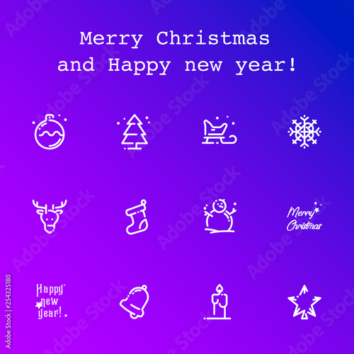 Illustration and icons for the celebration of Christmas and New Year