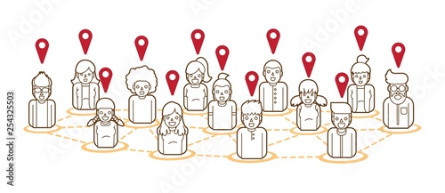 Social network share location cartoon icon graphic vector