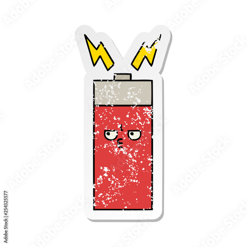 distressed sticker of a cute cartoon battery