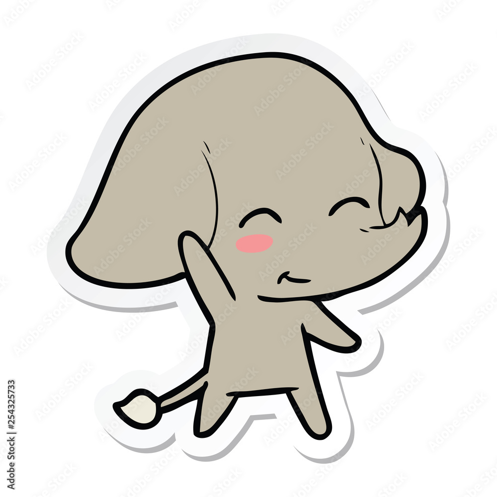 sticker of a cute cartoon elephant sticker of a cute cartoon elephant