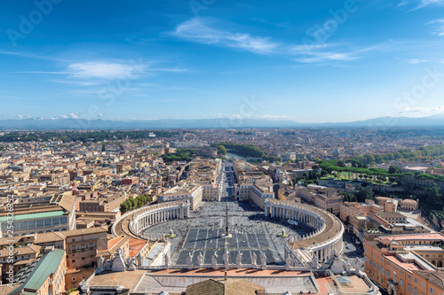 Panoramic view of Rome. Saint Peter's Square in Vatican, Rome, Italy. Aerial view of Rome
