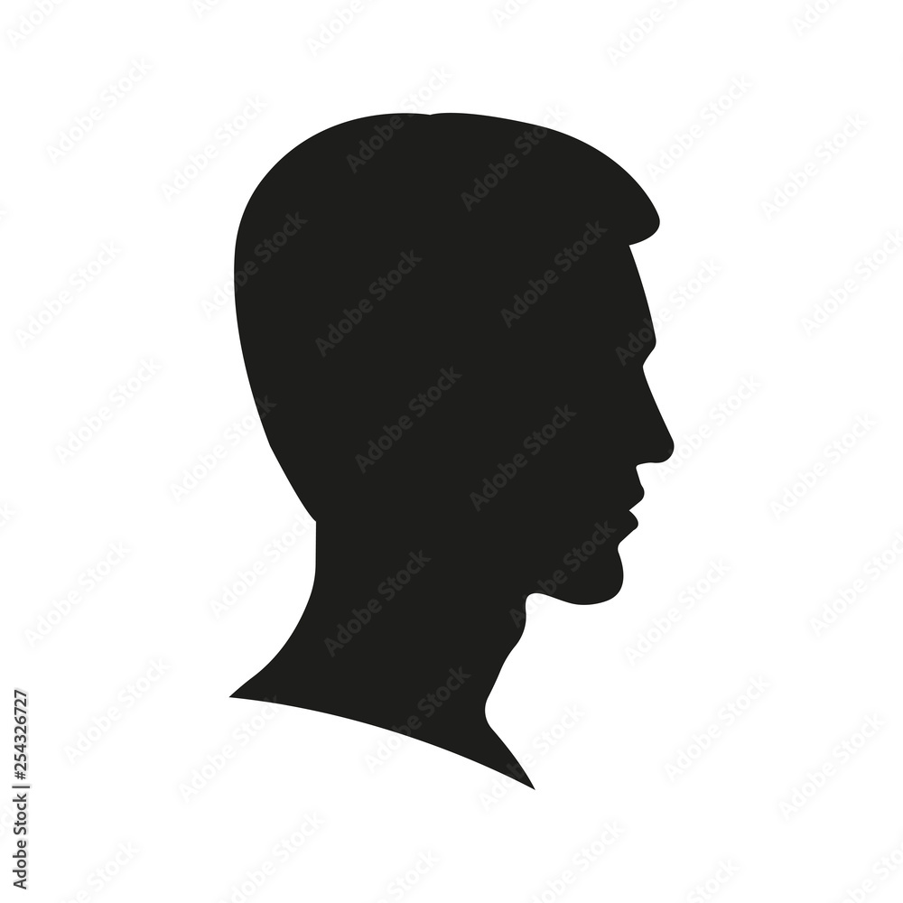 Vetor do Stock: Man face silhouette. Profile view. Young Boy portrait. Male  Head icon. Side view. Vector illustration. | Adobe Stock