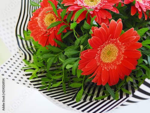 Red gerbera flowers bouquet