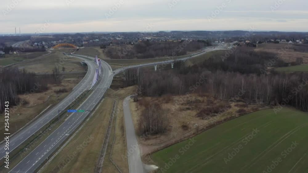 Aerial shot of a highway Aerial shot of a highway