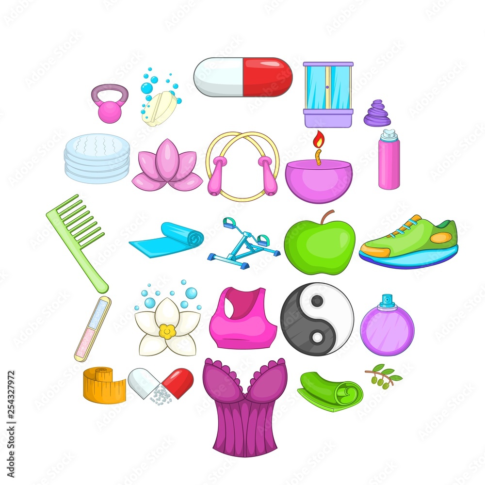 Beauty icons set. Cartoon set of 25 beauty vector icons for web isolated on white background