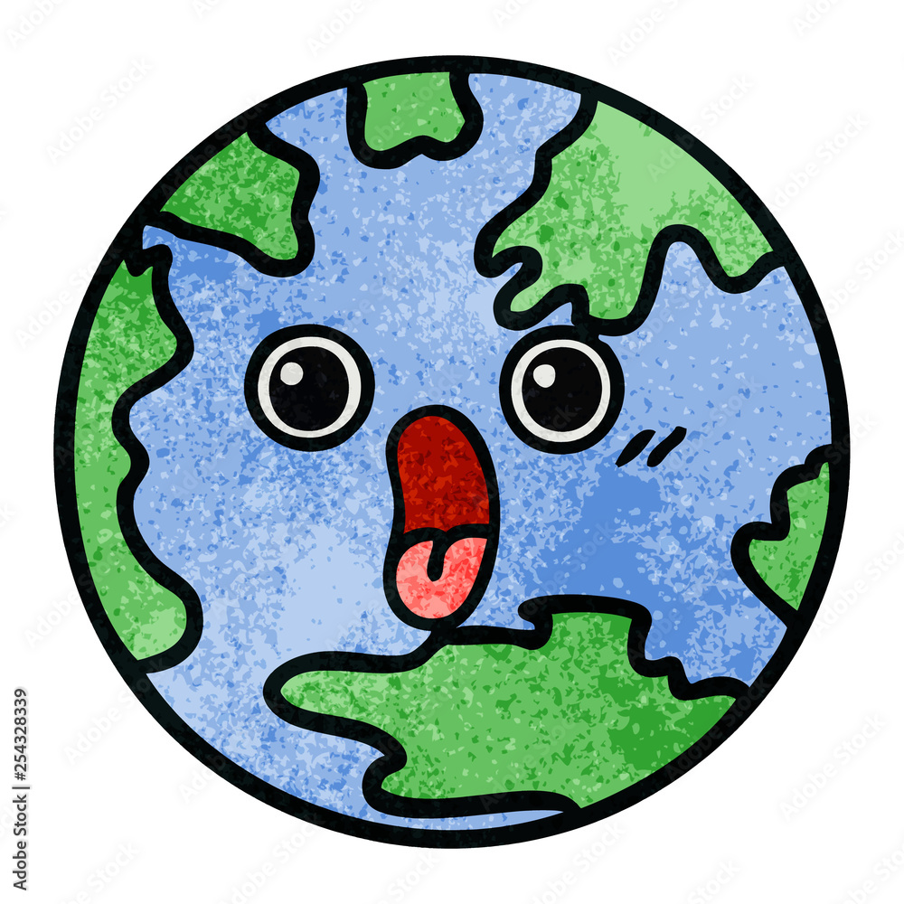 retro grunge texture cartoon planet earth retro grunge texture cartoon planet earth