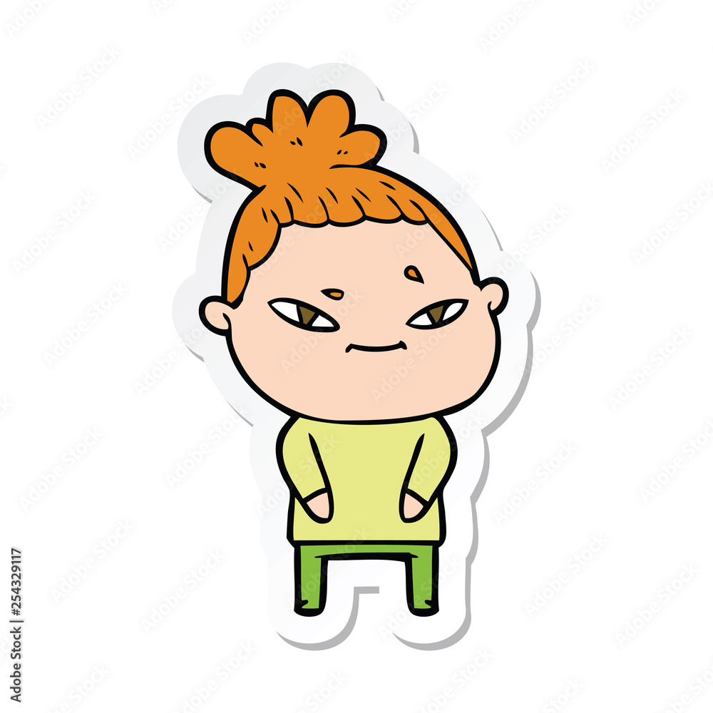 sticker of a cartoon woman