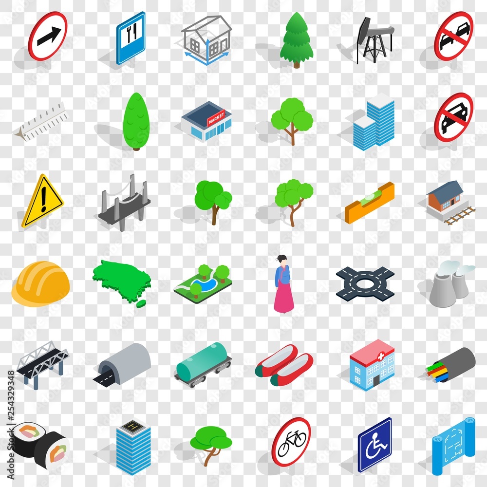 Factory icons set. Isometric style of 36 factory vector icons for web for any design Factory icons set. Isometric style of 36 factory vector icons for web for any design